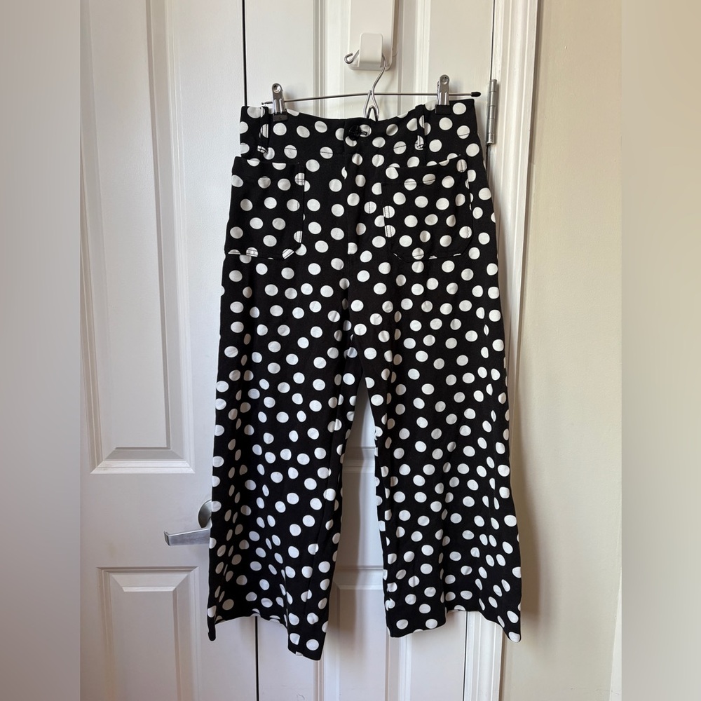 Anthropologie Maeve The Colette Black and White Polka Dot Pants